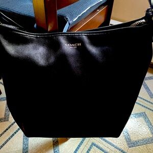 Black leather shoulder bag